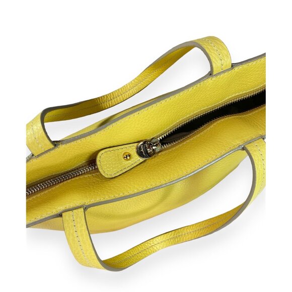 Vintage Salvatore Ferragamo Small Double Gancini Yellow Tote Bice - Picture 8 of 10